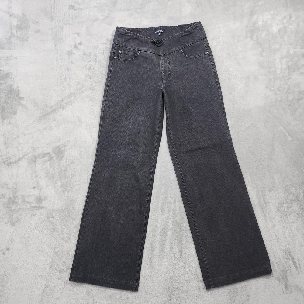 Chadwicks Of Boston Jeans Womens 8T TALL Black Faded High Rise Wide Straight Leg